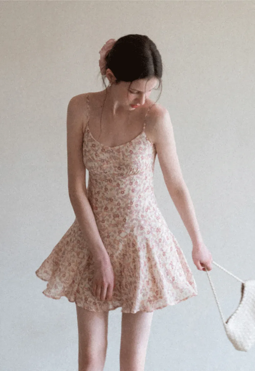 Floral Print Sleeveless Mini Dress with Pleated Skirt