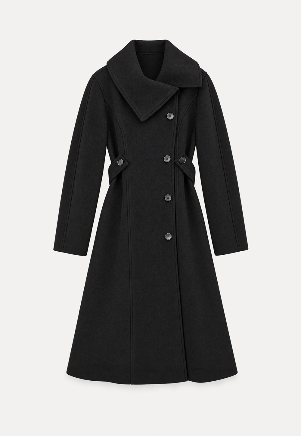 Double Breasted Notched Collar Wool Coat