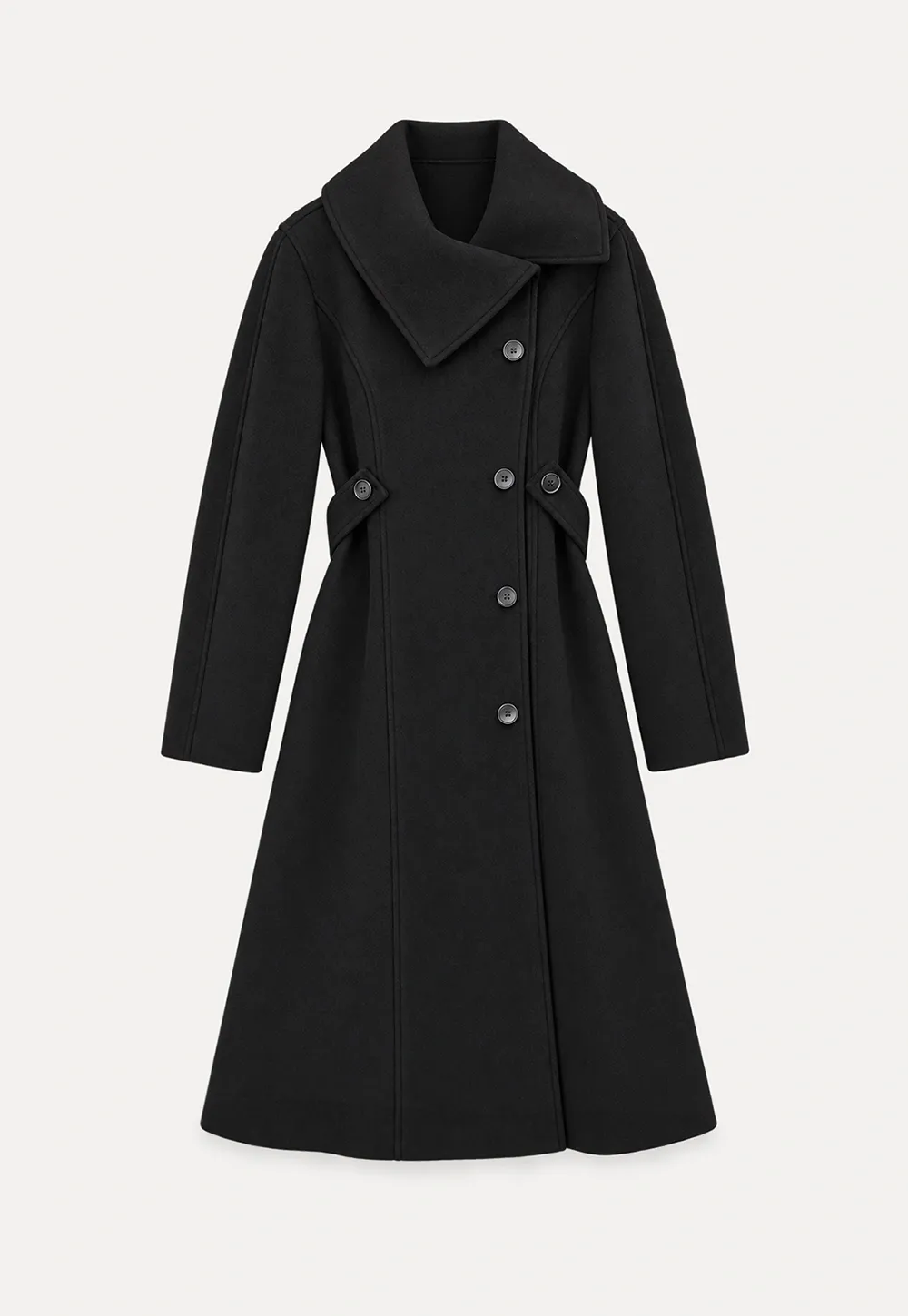 Double Breasted Notched Collar Wool Coat