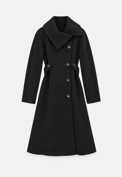 Double Breasted Notched Collar Wool Coat
