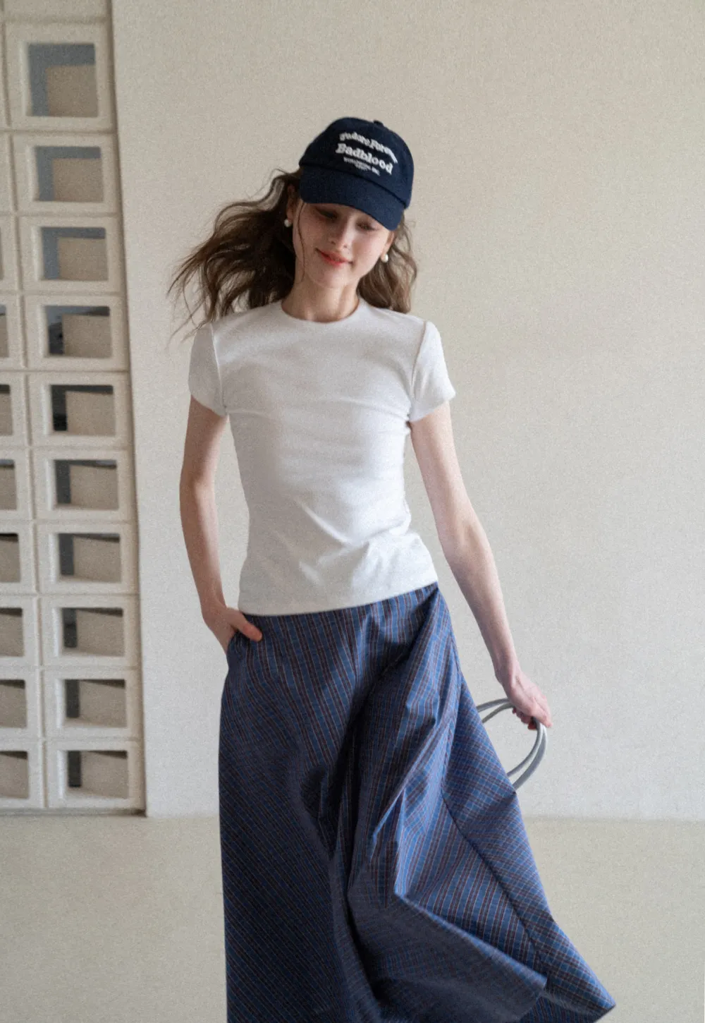 Plaid A-line Midi Skirt