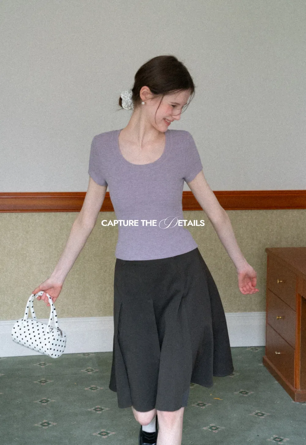 Pleated A-line Skirt with Waistband