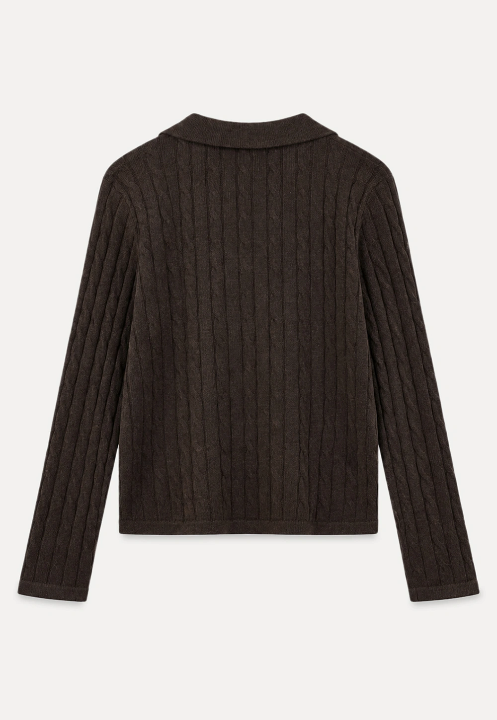 Ribbed Knit Cardigan with Collar and Patch Pockets