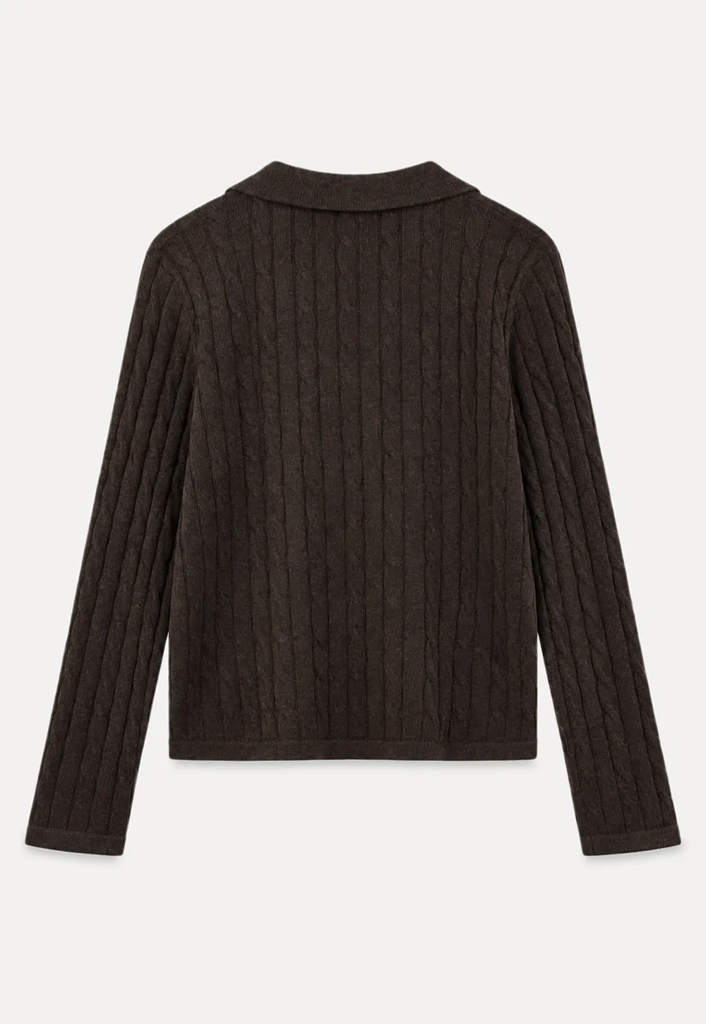 Ribbed Knit Cardigan with Collar and Patch Pockets