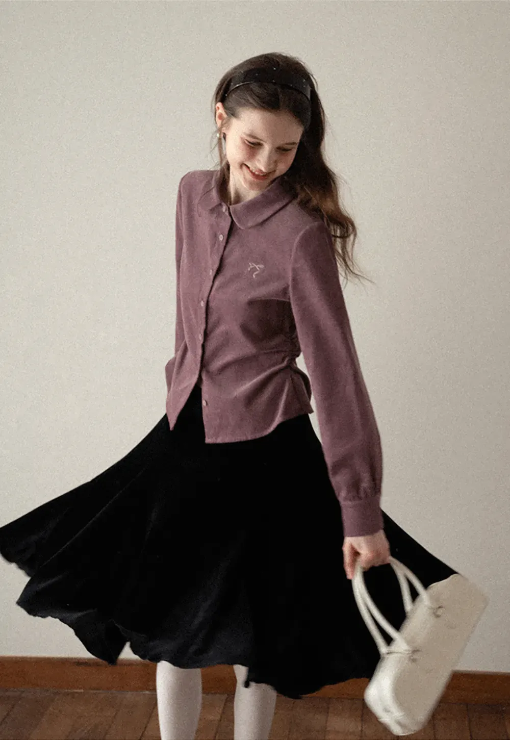 Velvet Pleated Mini Skirt