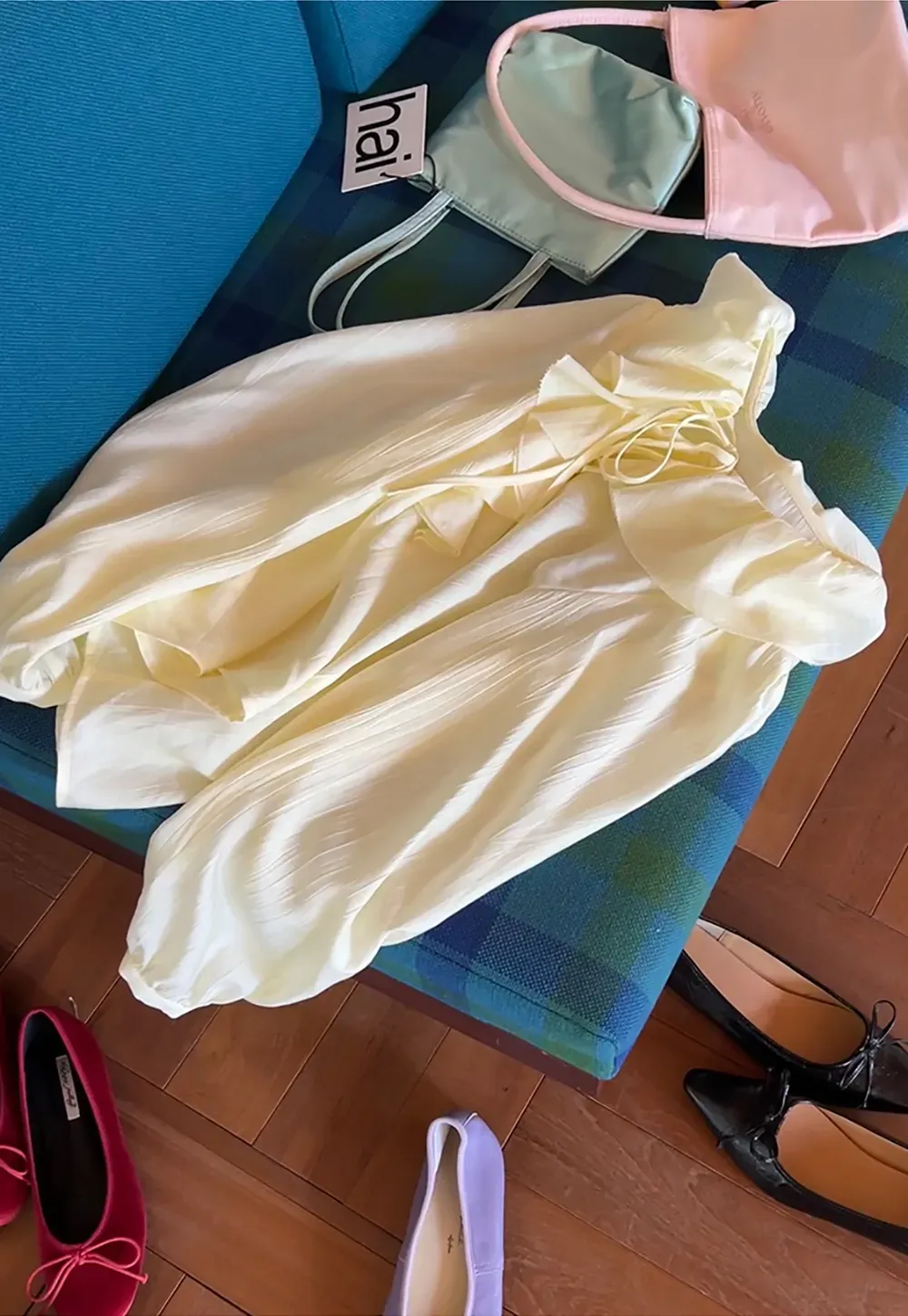 Ruffled Collar Long Sleeve Blouse with Tie Front