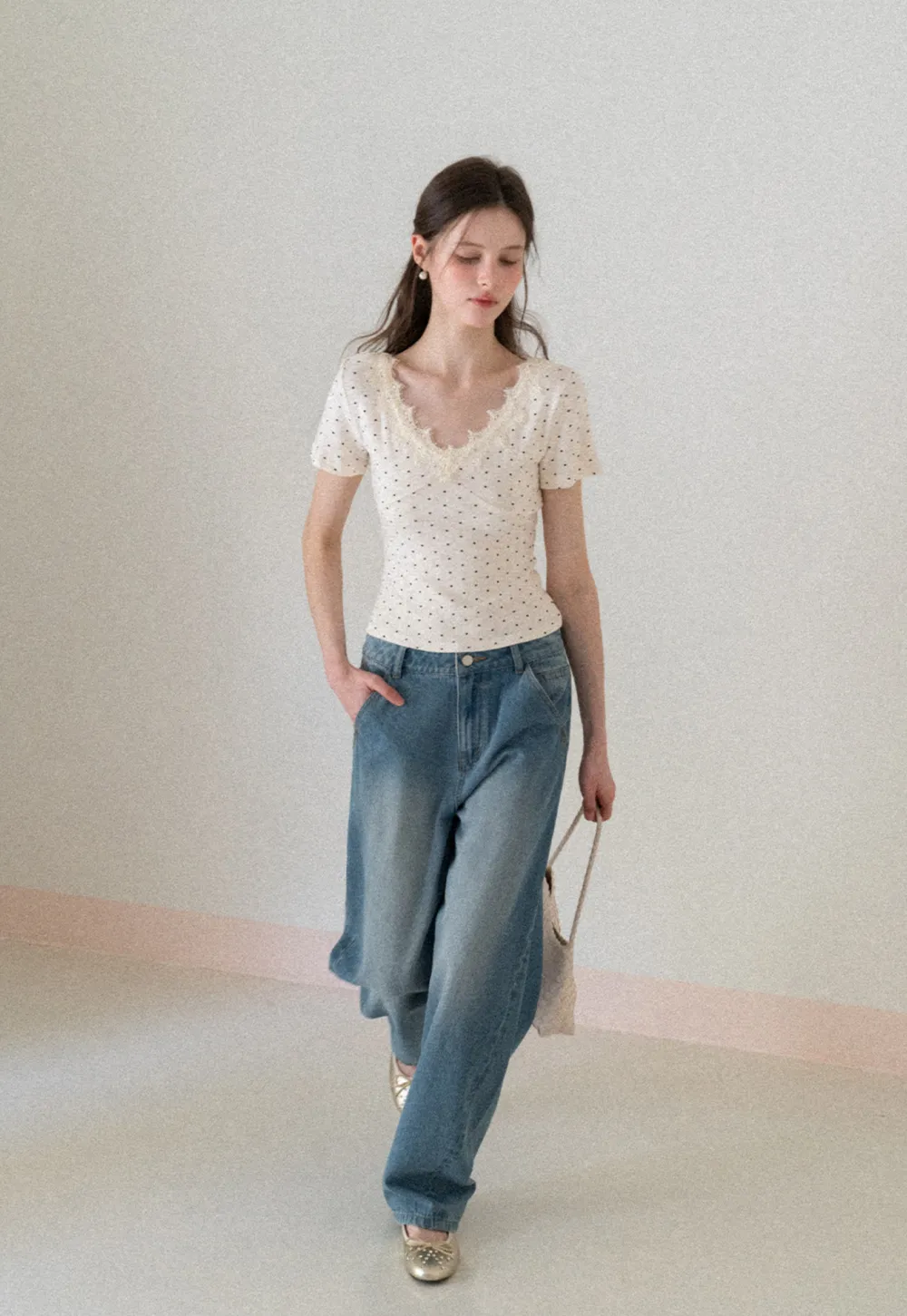 Polka Dot Short Sleeve T Shirt