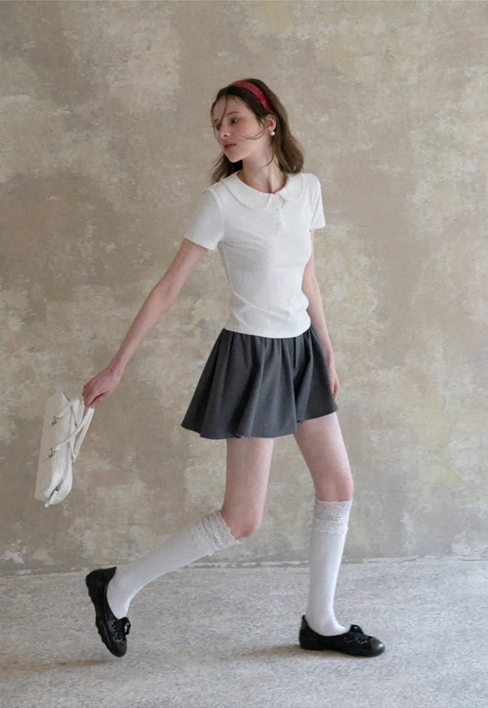 Pleated A-line Mini Skirt with Waistband