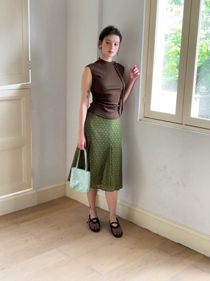 Printed Flared Midi Skirt