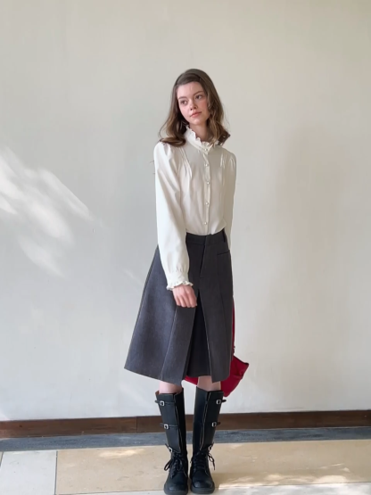 Flowy Skirt-Style Wide-Leg Cropped Trousers