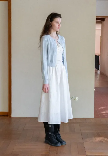 Ribbed Knit Cardigan with Button Closure