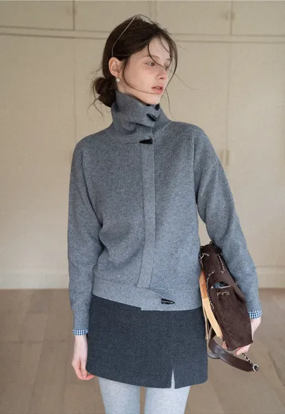 Turtleneck Knit Sweater for Women