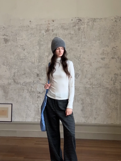 Plaid High-Waisted Wide Leg Pants for Women