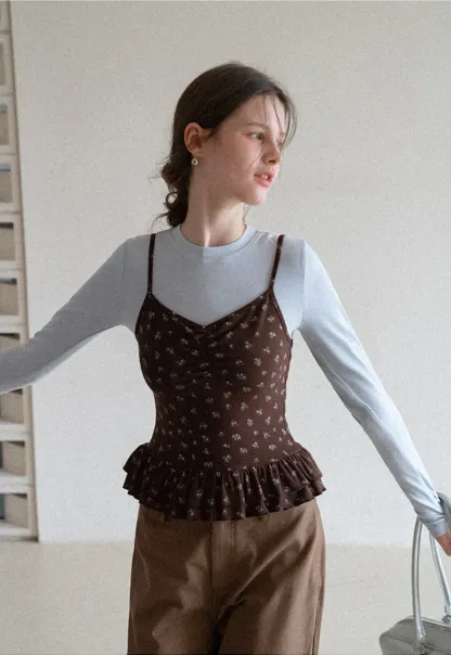 floral peplum tank top with ruffle hem