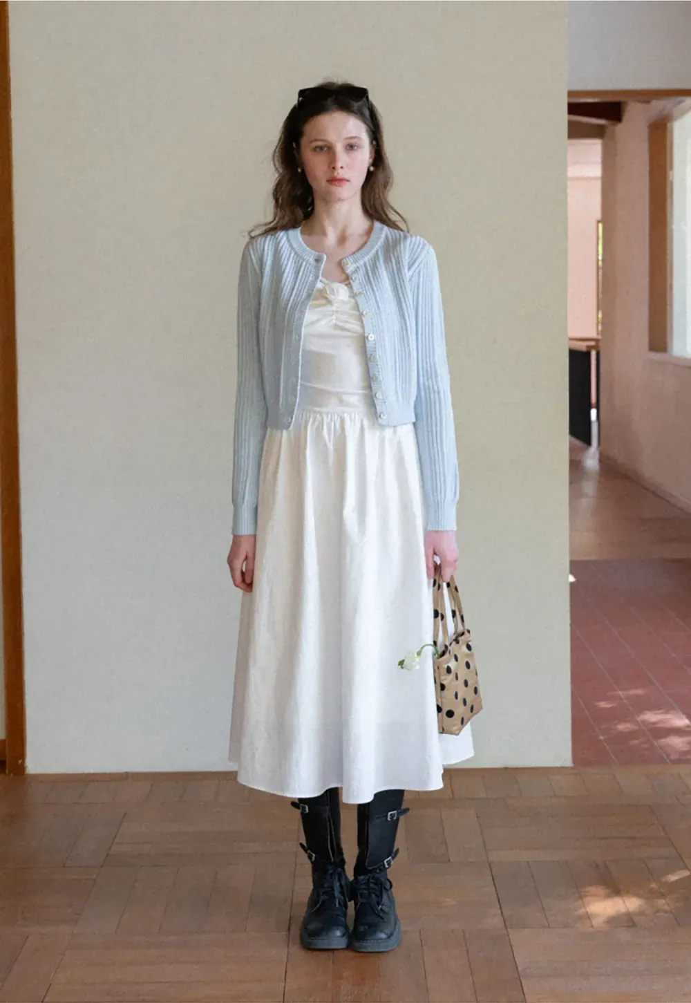 Ribbed Knit Cardigan with Button Closure