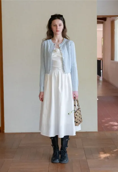 Ribbed Knit Cardigan with Button Closure