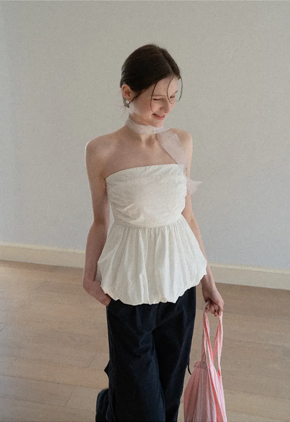 Smocked Waist Checkered Tank Top