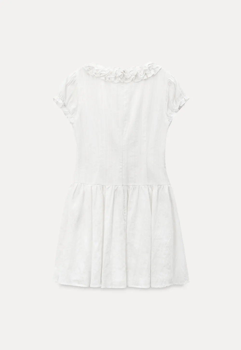 Ruffled V Neck Short Sleeve A Line Dress
