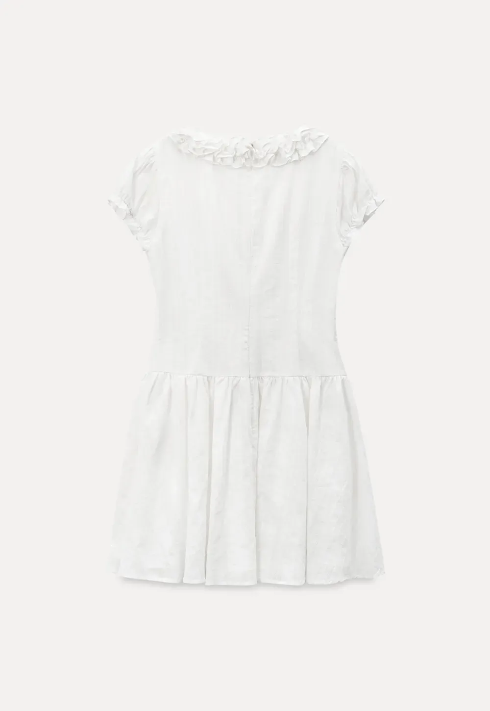 Ruffled V Neck Short Sleeve A Line Dress
