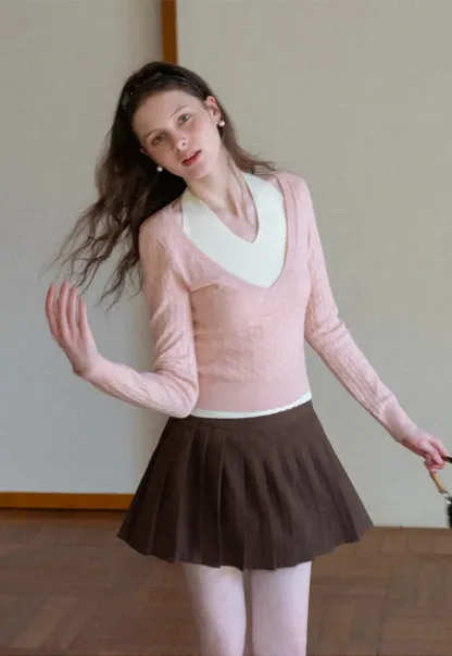 Cable Knit Sweater with Back Tie Detail