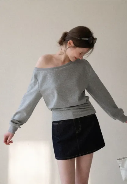 asymmetric sleeve casual sweater top
