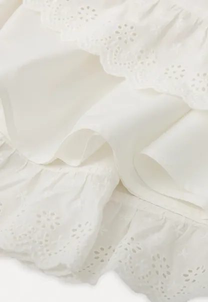 Elegant Long Sleeve Dress with Lace Trim and Flared Skirt