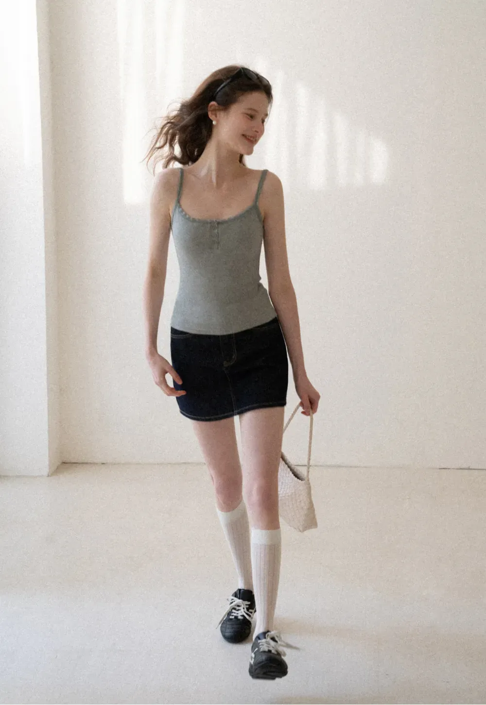 Lace Trim Button Front Tank Top