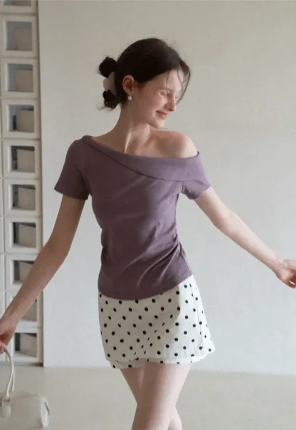 Polka dot mini skirt with layered hem