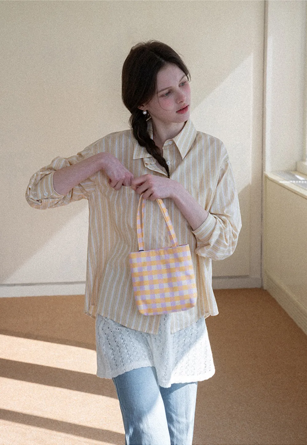 Striped Oversized Shirt with Button Detailing