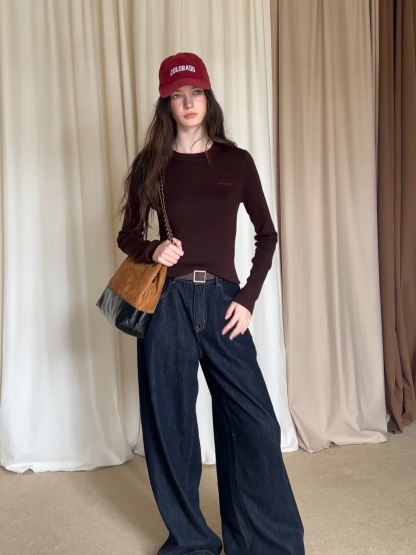 Women Long Sleeve Crop Knit Top