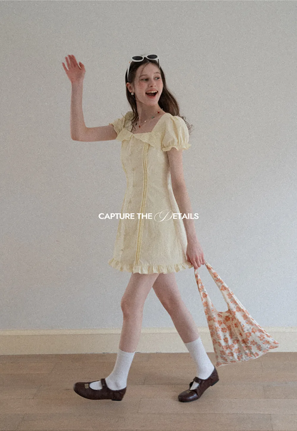 Short Sleeve Button Front Dress with Ruffled Hem