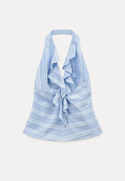 Halter Neck Top with Ruffled Detail