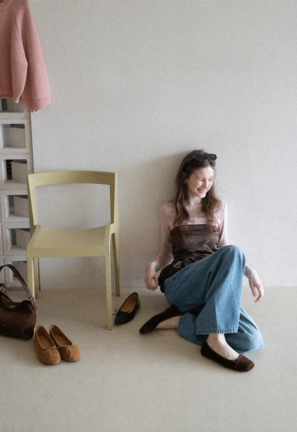 Long sleeve top with ruffled hem and layered design