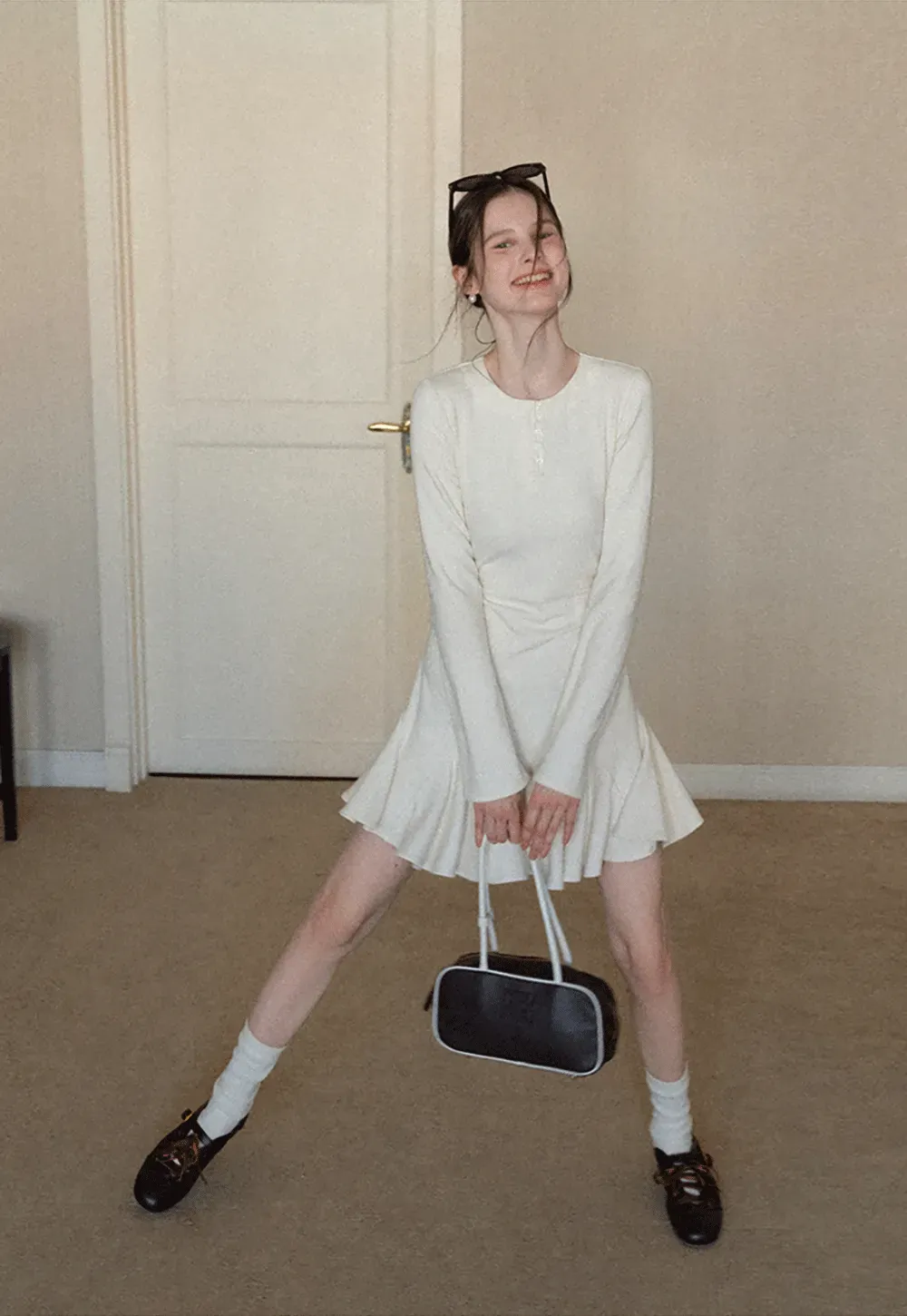 Elegant Flared Sleeve Mini Dress with Ruffle Hem