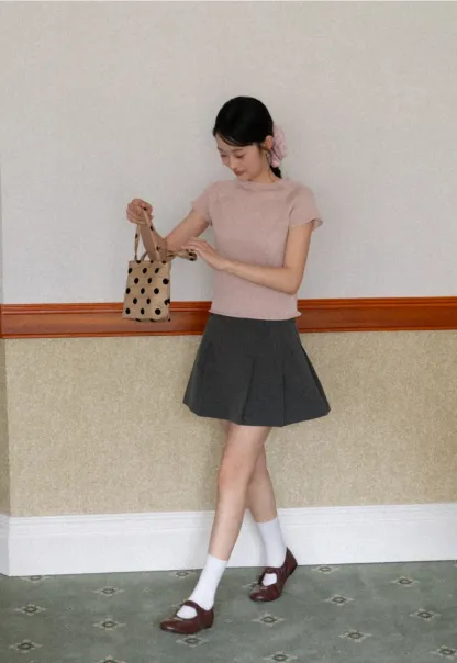 Pleated A-line Mini Skirt