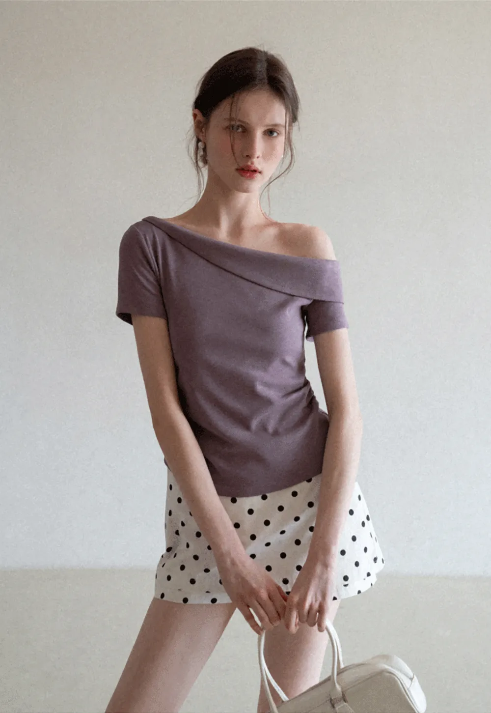 Polka dot mini skirt with layered hem