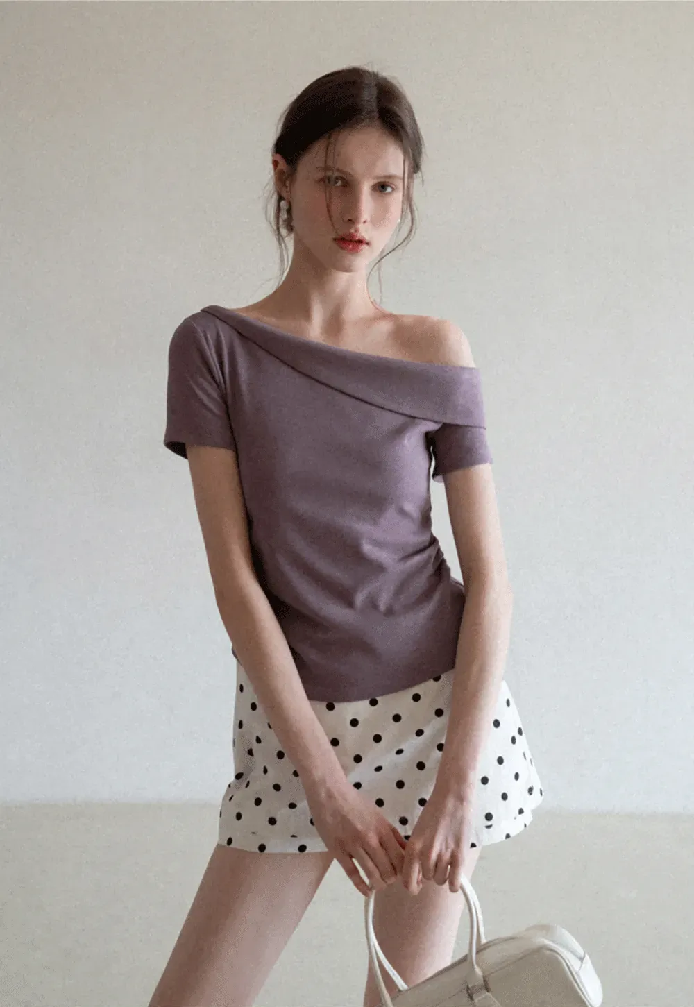 Polka dot mini skirt with layered hem