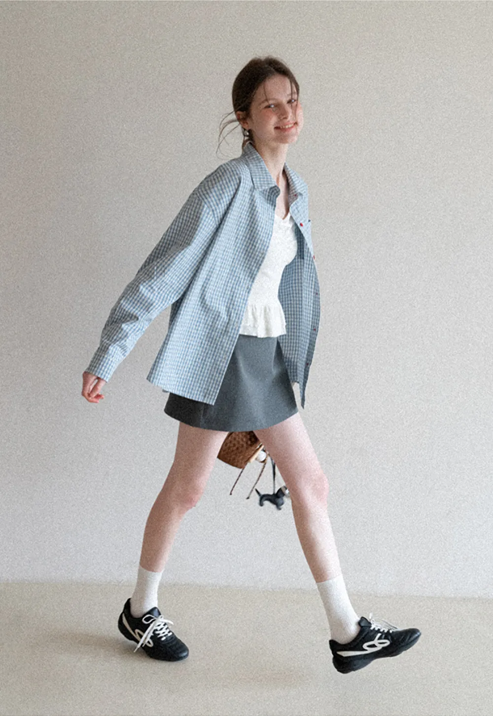 Oversized Checkered Button Up Shirt with Pocket Design