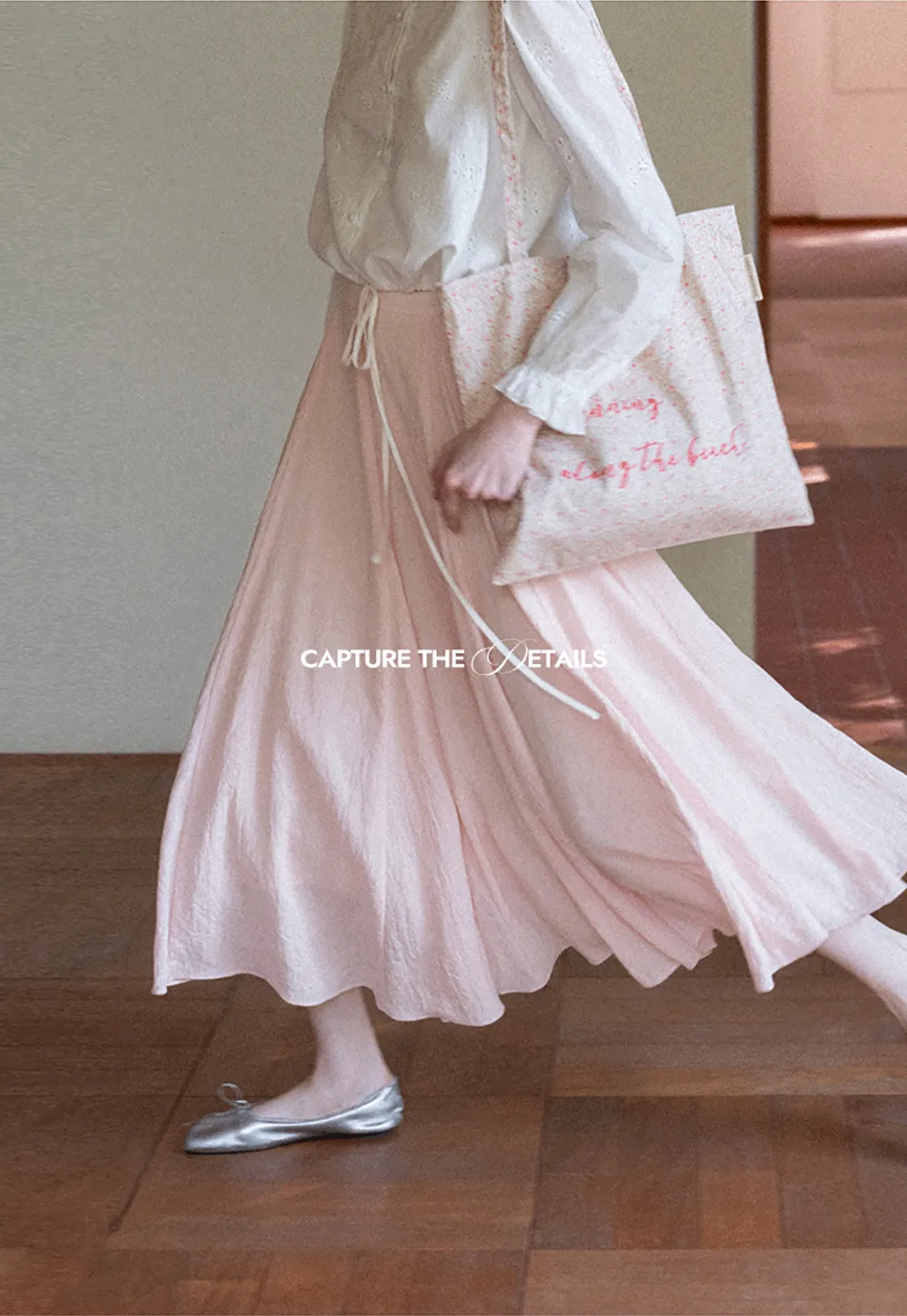 Flowy Pleated Midi Skirt with Drawstring Waist