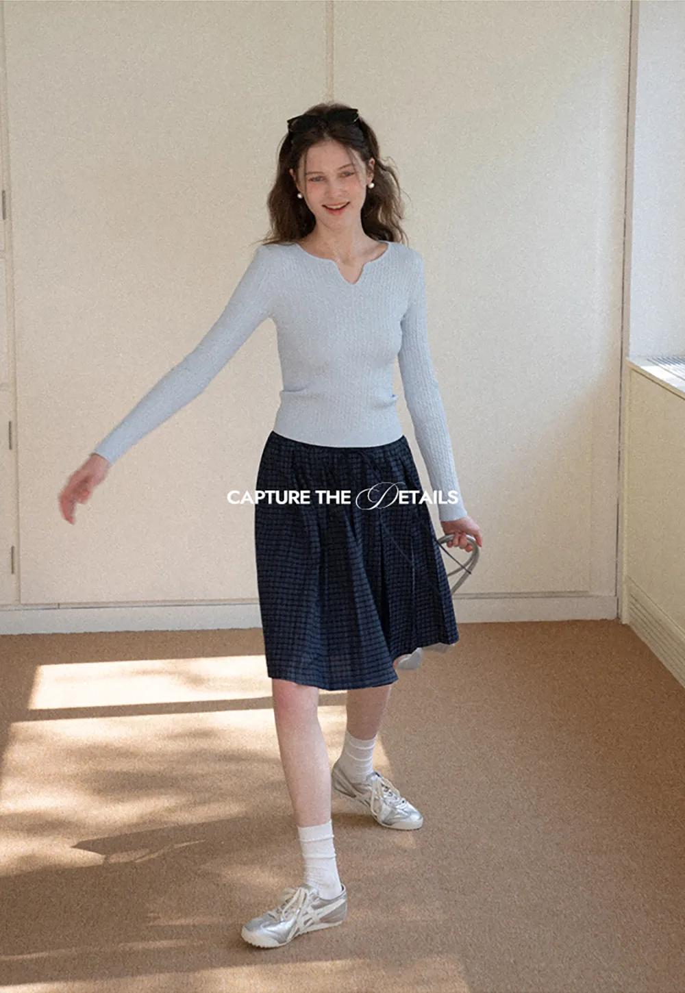 Pleated Drawstring Waist Skirt