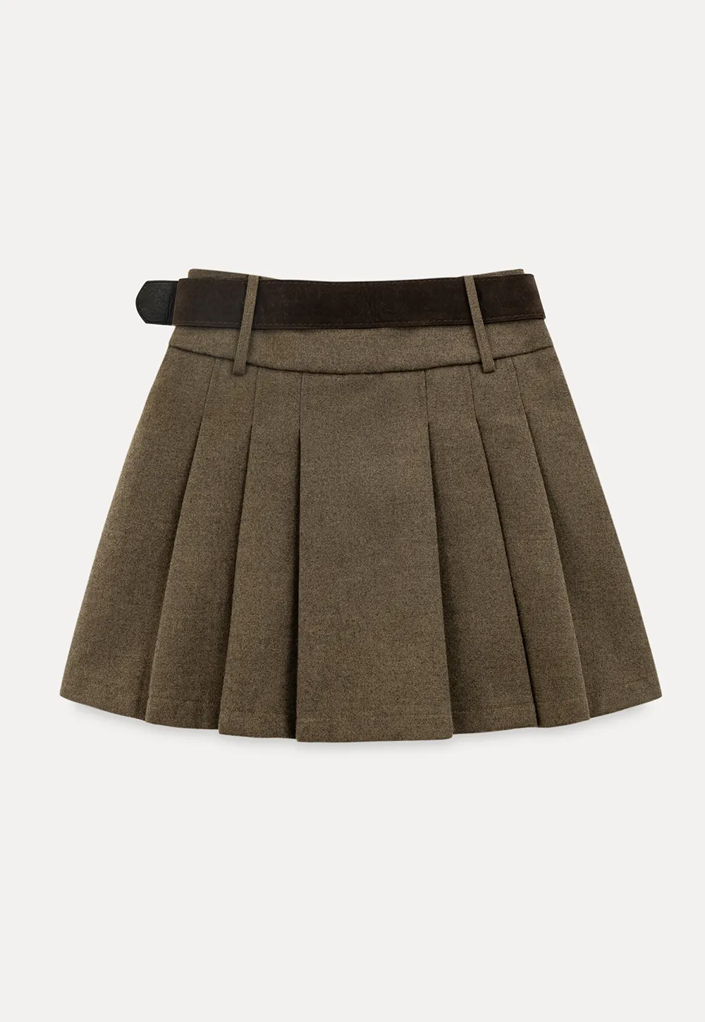 Pleated Mini Skirt with Belt Detail