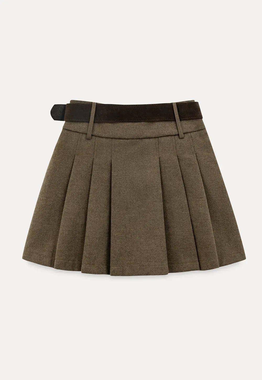 Pleated Mini Skirt with Belt Detail