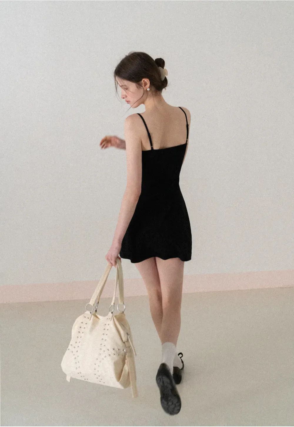 Sleeveless fitted mini dress with thin straps