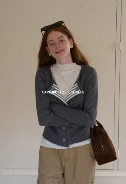 Elegant Basic Knit Sweater with Ribbed Hem and Sleeves