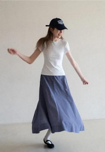 Plaid A-line Midi Skirt