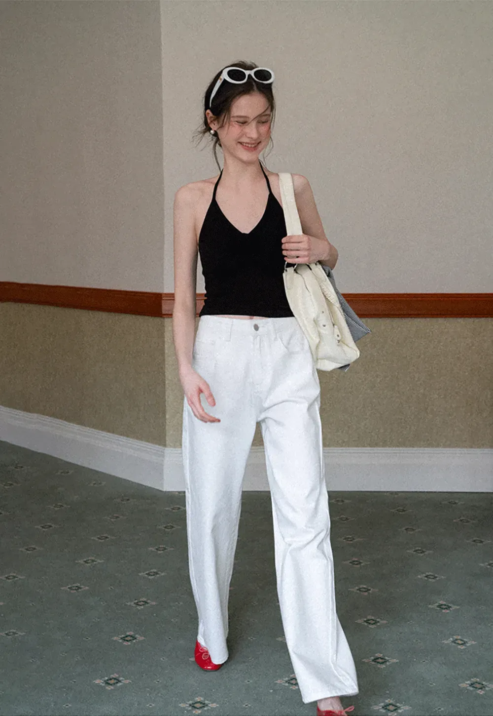 Striped cardigan with buttons and V neck tank top