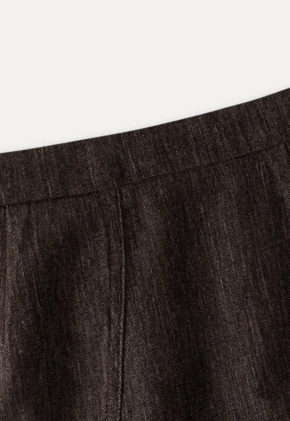 Casual High-Waisted Brown Skirt with Flared Bottom