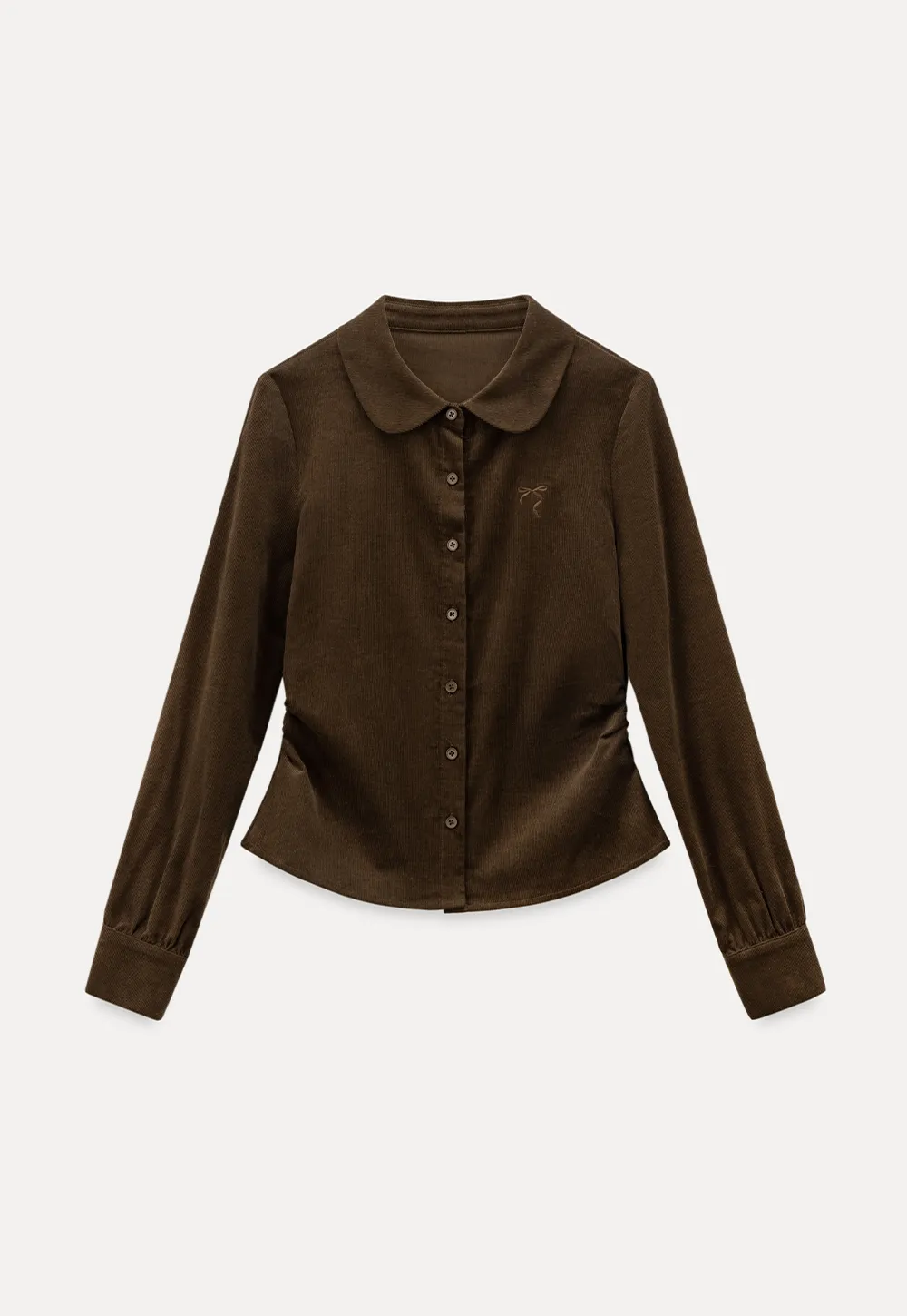Elegant Corduroy Blouse with Ruched Detail
