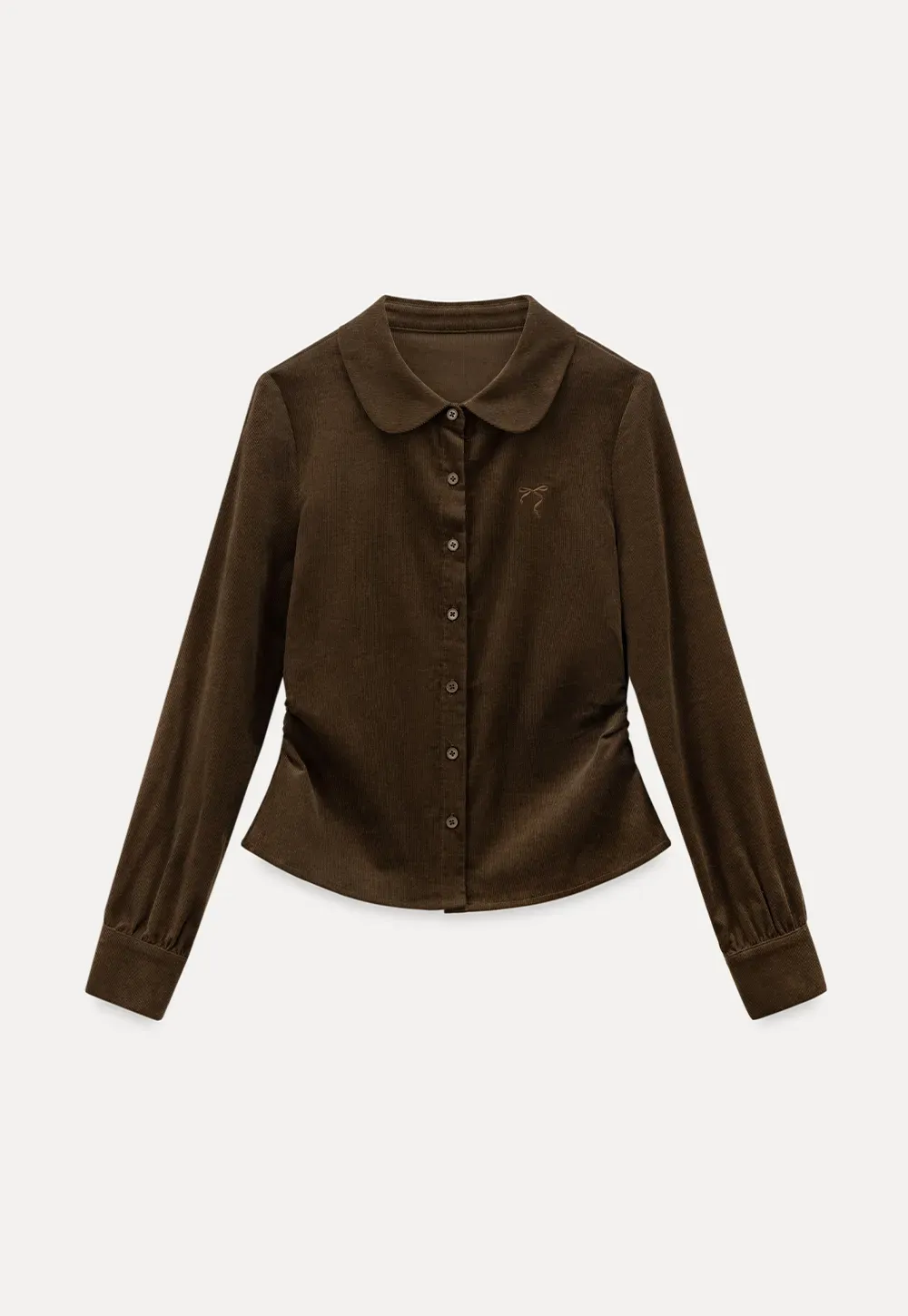 Elegant Corduroy Blouse with Ruched Detail
