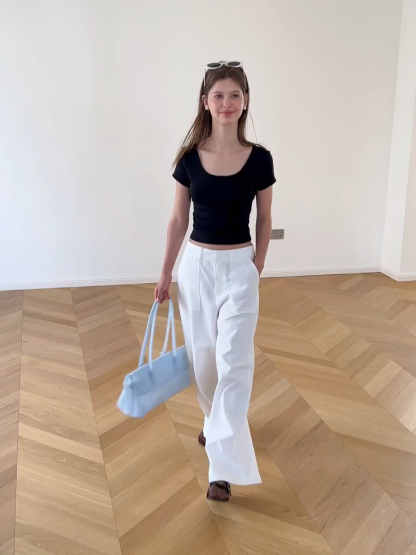 Back Cutout Bow Tie Cropped Tshirt